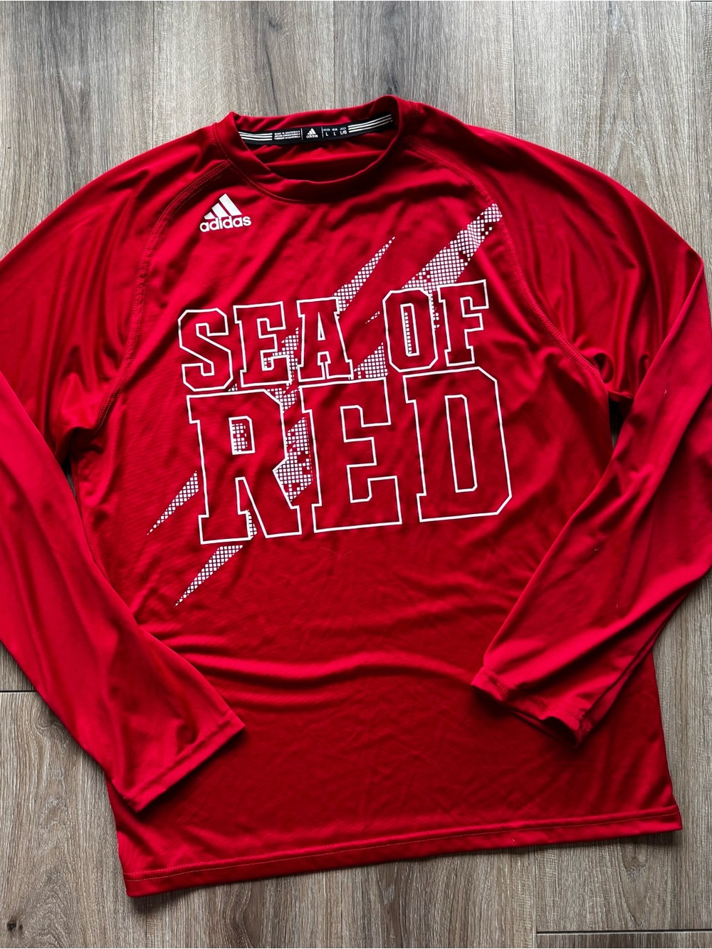 adidas Men’s Red Long-Sleeve 'Sea of Red' Performance Tee